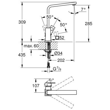 GROHE 31255000 - Küchenarmatur EUROCUBE, glänzender Chrom