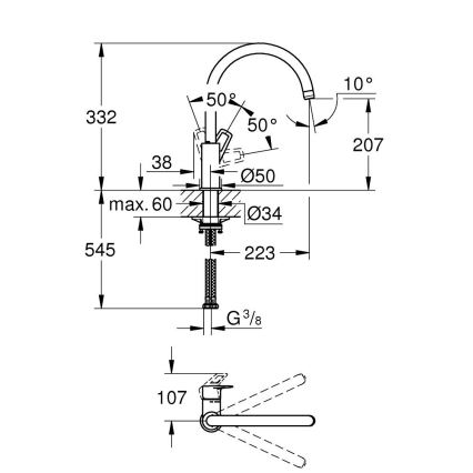 GROHE 31368001 - Spültischarmatur BAULOOP, glänzender Chrom