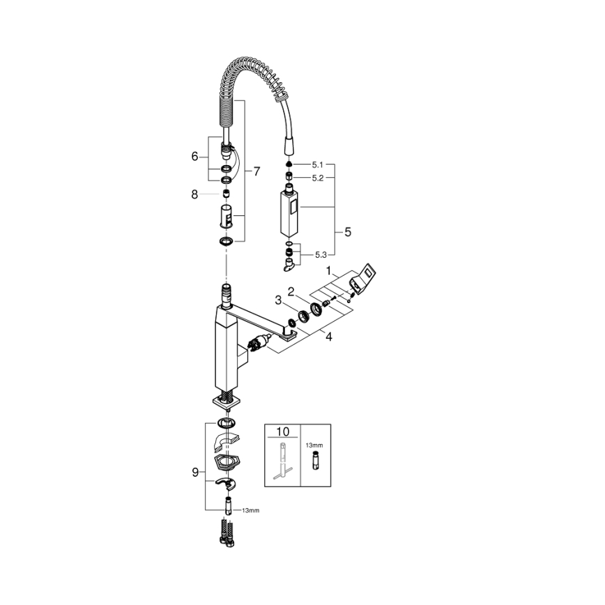 GROHE 31395000 - Spültischarmatur EUROCUBE 547 mm Hochglanz-Chrom