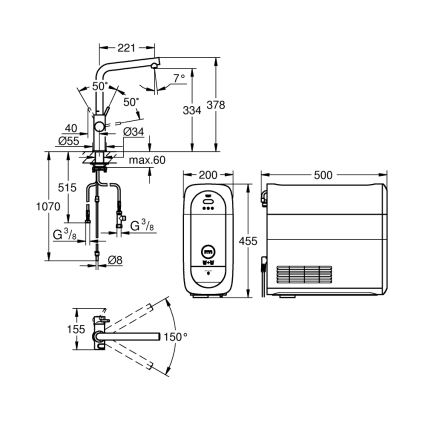 GROHE 31454001 - Küchenarmatur BLUE HOME L-Auslauf glänzender Chrom