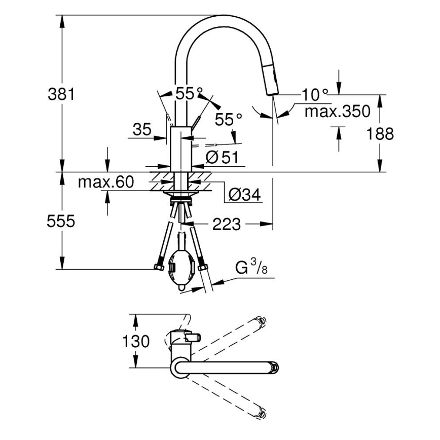 GROHE 31481001 - Spültischarmatur EUROSMART COSMOPOLITAN, glänzender Chrom