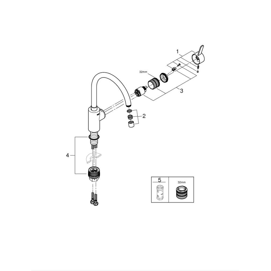 GROHE 31494001 - GET Küchenarmatur, Hochglanz‑Chrom