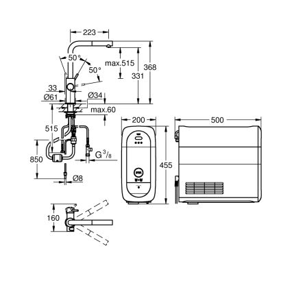 GROHE 31539000 - Spültischarmatur BLUE HOME mit L-Auslauf, glänzender Chrom