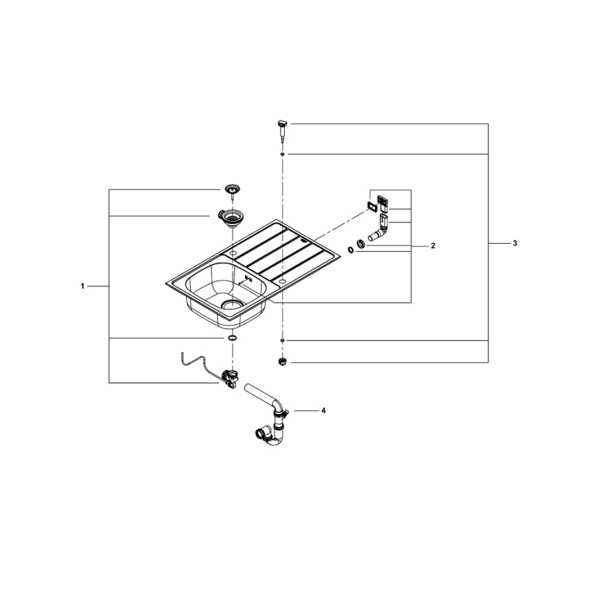 GROHE 31562SD1 - BAU Küchenspülen-Set mit Armatur, 860 x 500 mm, Edelstahl