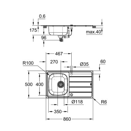 GROHE 31562SD1 - BAU Küchenspülen-Set mit Armatur, 860 x 500 mm, Edelstahl