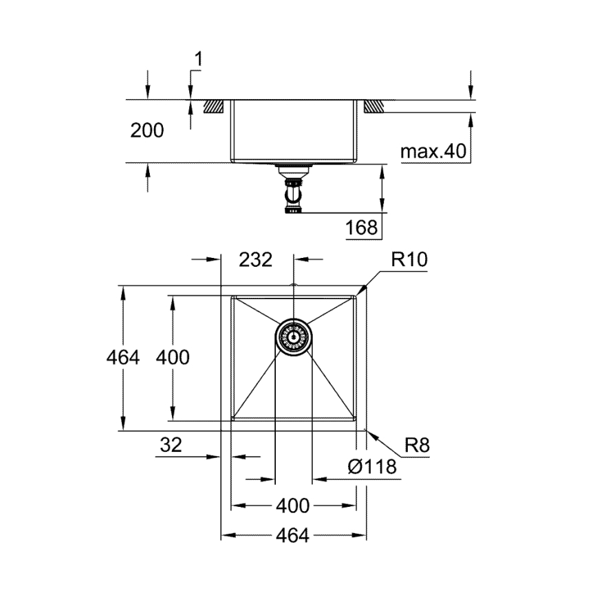 GROHE 31578SD1 - Küchenspüle K700 464 x 464 x 200 Edelstahl