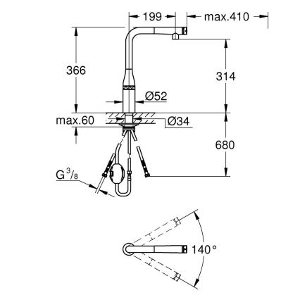 GROHE 31615000 - Spültischarmatur ESSENCE SMARTCONTROL 366 mm, glänzender Chrom