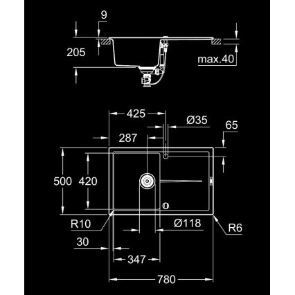 GROHE 31639AP0 - Kompositspüle K400 780 × 500 mm schwarz
