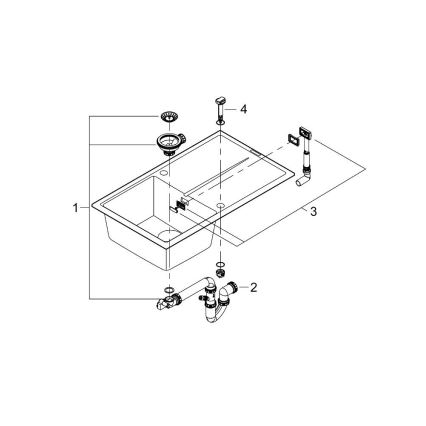 GROHE 31640AP0 - Komposit-Spüle K400 860 × 500 mm Granit/Schwarz