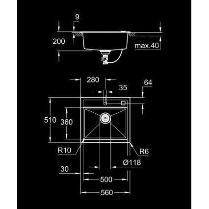 GROHE 31651AP0 - Küchenspüle K700 560 × 510 mm Granit/schwarz