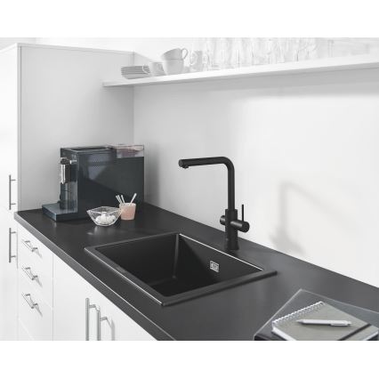 GROHE 31655AP0 - Küchenspüle K700U 610 × 460 mm schwarzer Stein/schwarz