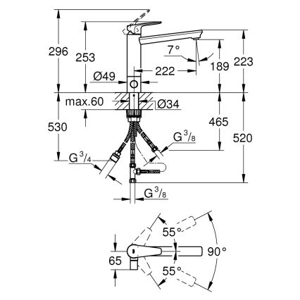 GROHE 31696000 - BAUEDGE Spültischarmatur, glänzender Chrom