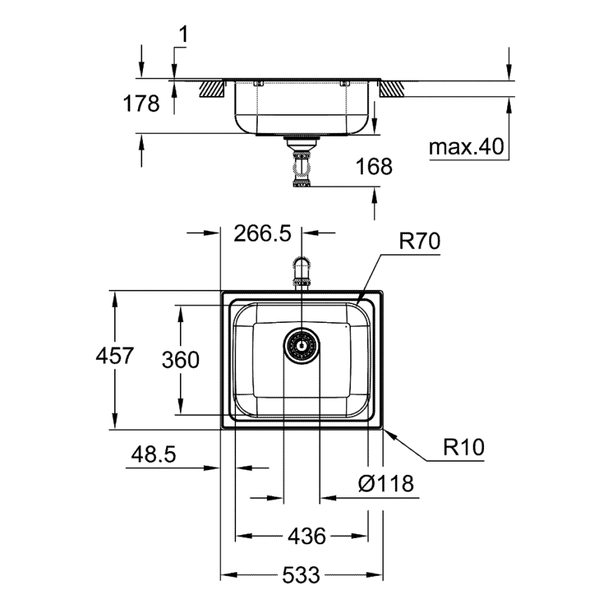 GROHE 31719SD0 - Küchenspüle K200 533 × 457 mm Edelstahl