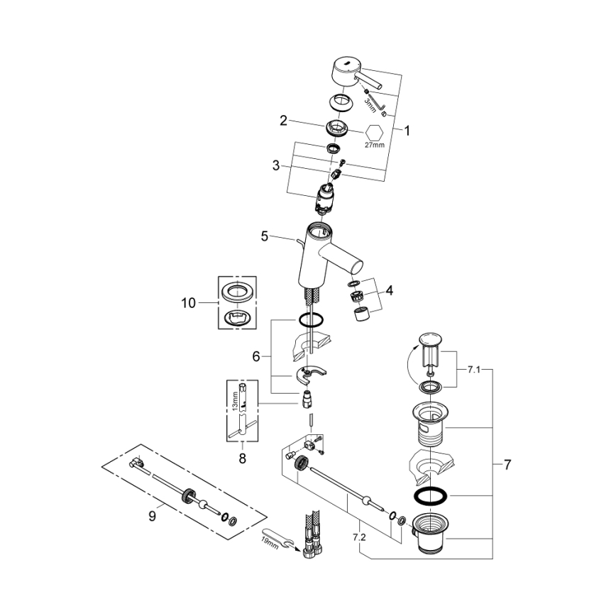 GROHE 32204001 - Waschtischarmatur CONCETTO DN 15, Hochglanz-Chrom