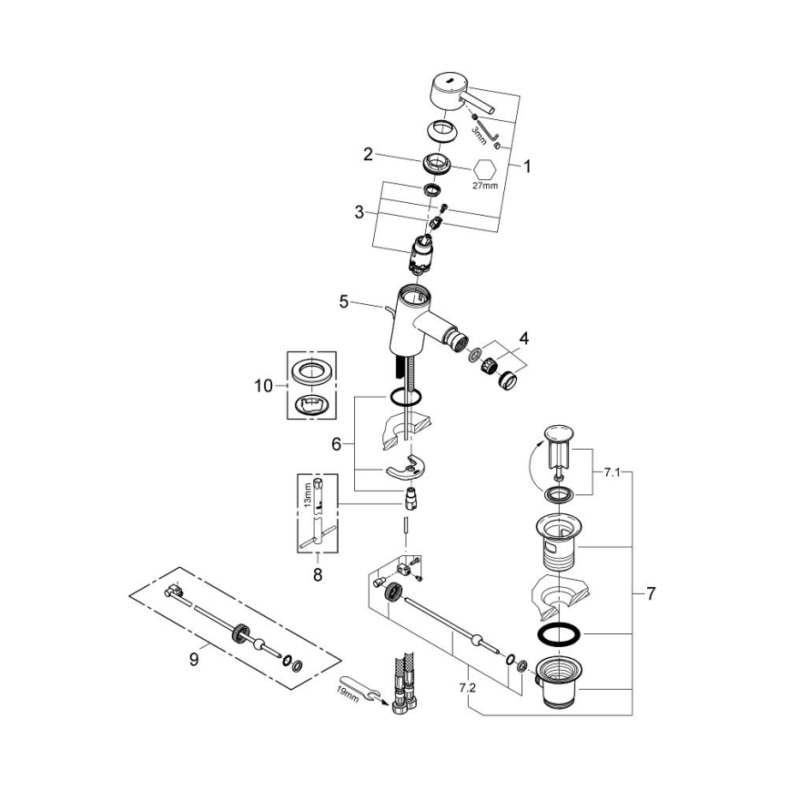 GROHE 32208001 - Bidetarmatur CONCETTO DN 15, glänzender Chrom