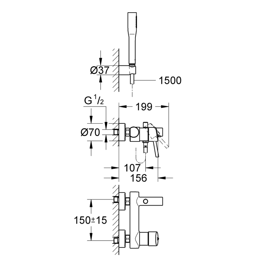 GROHE 32212001 - Badewannen-Set mit Armatur CONCETTO, glänzender Chrom
