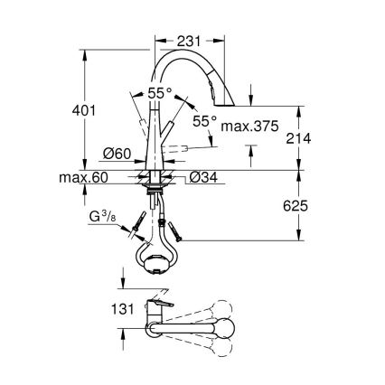 GROHE 32294002 - Spültischarmatur ZEDRA 401 mm Chrom glänzend