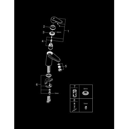 GROHE 3246920E - Waschtischarmatur EURODISC COSMOPOLITAN Größe S, Chrom