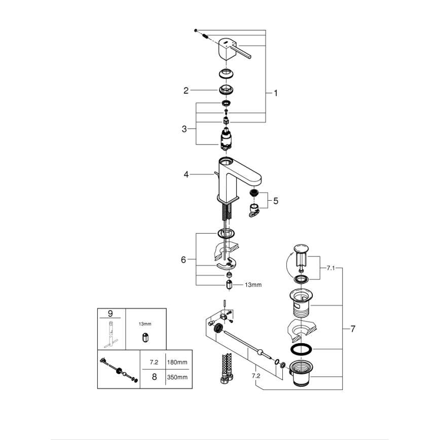 GROHE 32612003 - Waschtischarmatur PLUS, Größe S, Hochglanz-Chrom