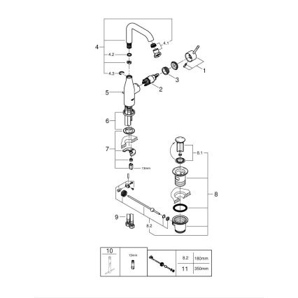 GROHE 32628GL1 - Waschtischarmatur ESSENCE Größe L Gold
