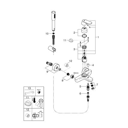 GROHE 32832000 - Badewannen-Set mit Wannenarmatur EUROSMART COSMOPOLITAN, chrom glänzend
