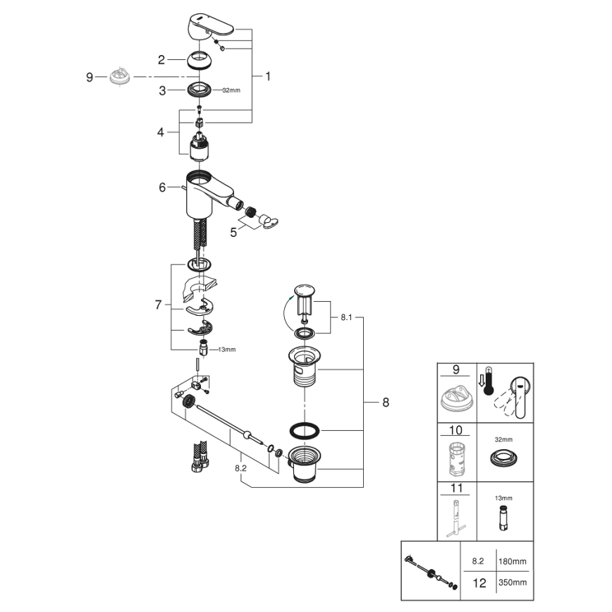 GROHE 32839000 - Bidetarmatur EUROSMART COSMOPOLITAN Größe S glänzender Chrom