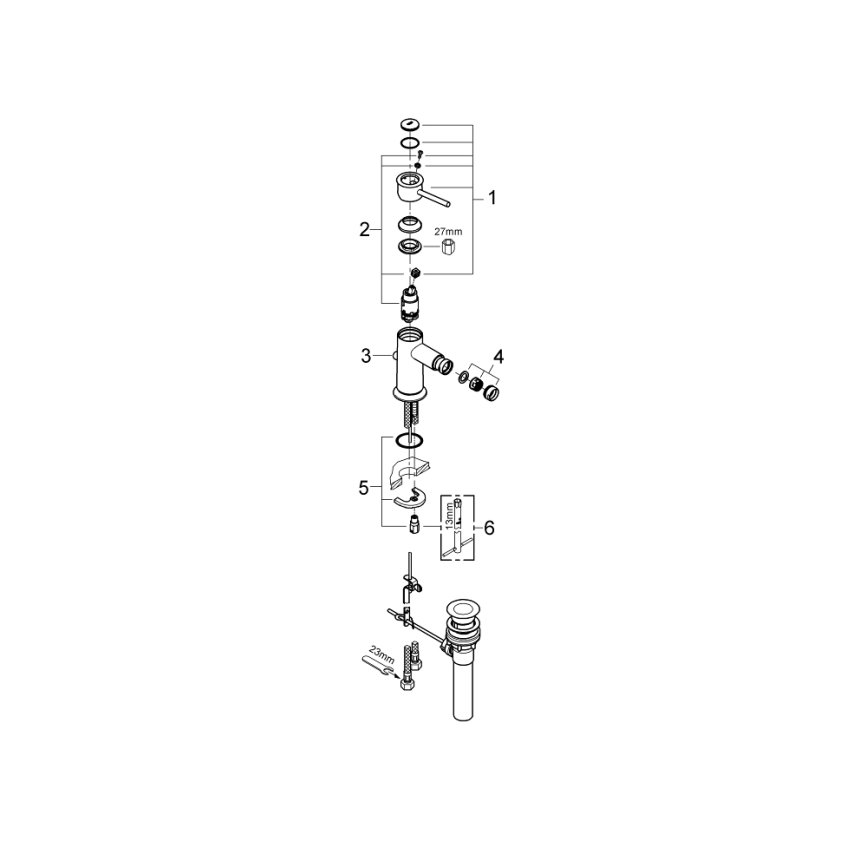 GROHE 32864000 - Bidet-Armatur BAUCLASSIC Hochglanz-Chrom
