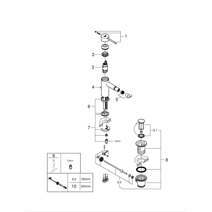GROHE 32935AL1 - Bidetarmatur ESSENCE Größe S Graphit