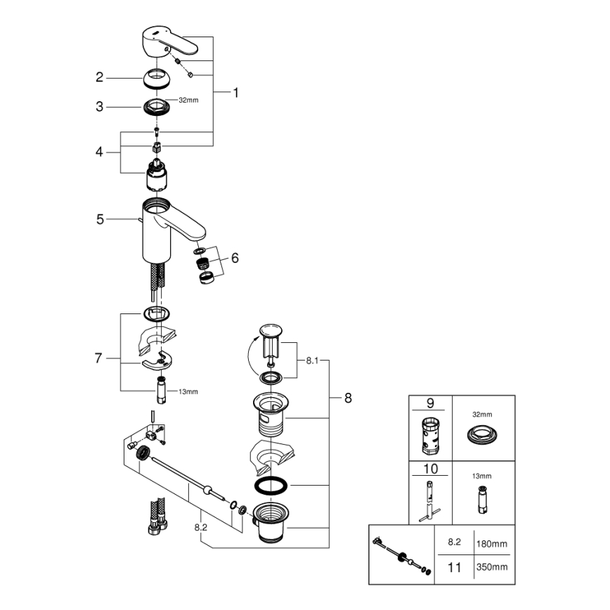 GROHE 3355220E - Waschtischarmatur EUROSTYLE COSMOPOLITAN, glänzender Chrom