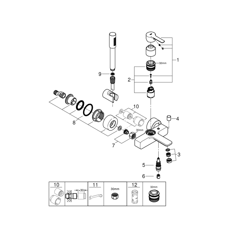 GROHE 33850001 - Wannenarmatur LINEARE DN 15, glänzender Chrom