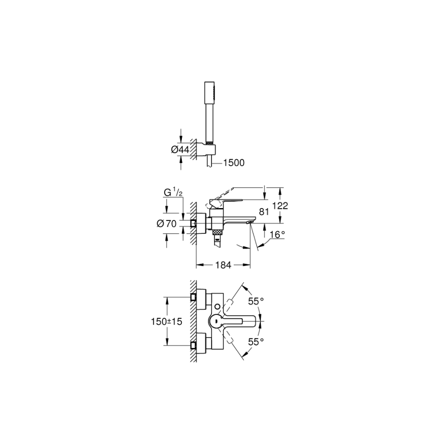 GROHE 33850001 - Wannenarmatur LINEARE DN 15, glänzender Chrom