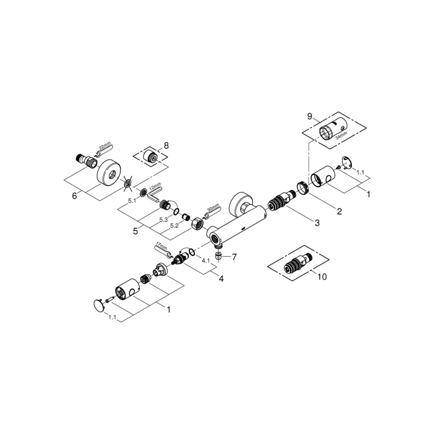 GROHE 34065AL2 - Thermostatische Duscharmatur GROHTHERM 1000 COSMOPOLITAN DN 15 Graphit