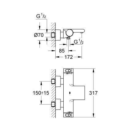 GROHE 34174001 - Thermostatische Wannenarmatur GROHTHERM 2000 172 mm glänzender Chrom