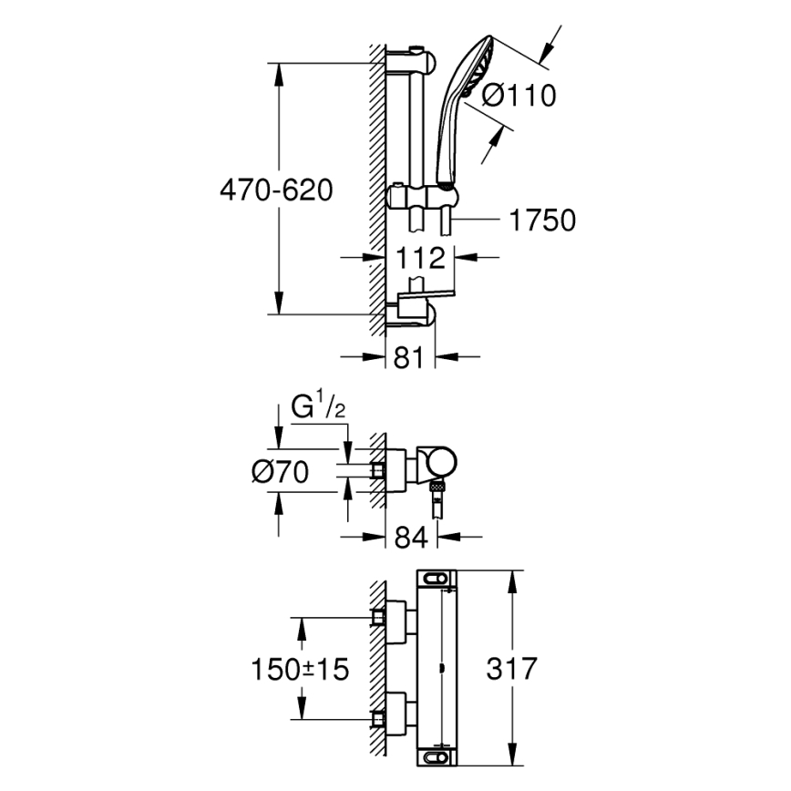 GROHE 34195001 - Thermostat-Armatur GROHTHERM 2000 mit EUPHORIA 110-Set, Chrom
