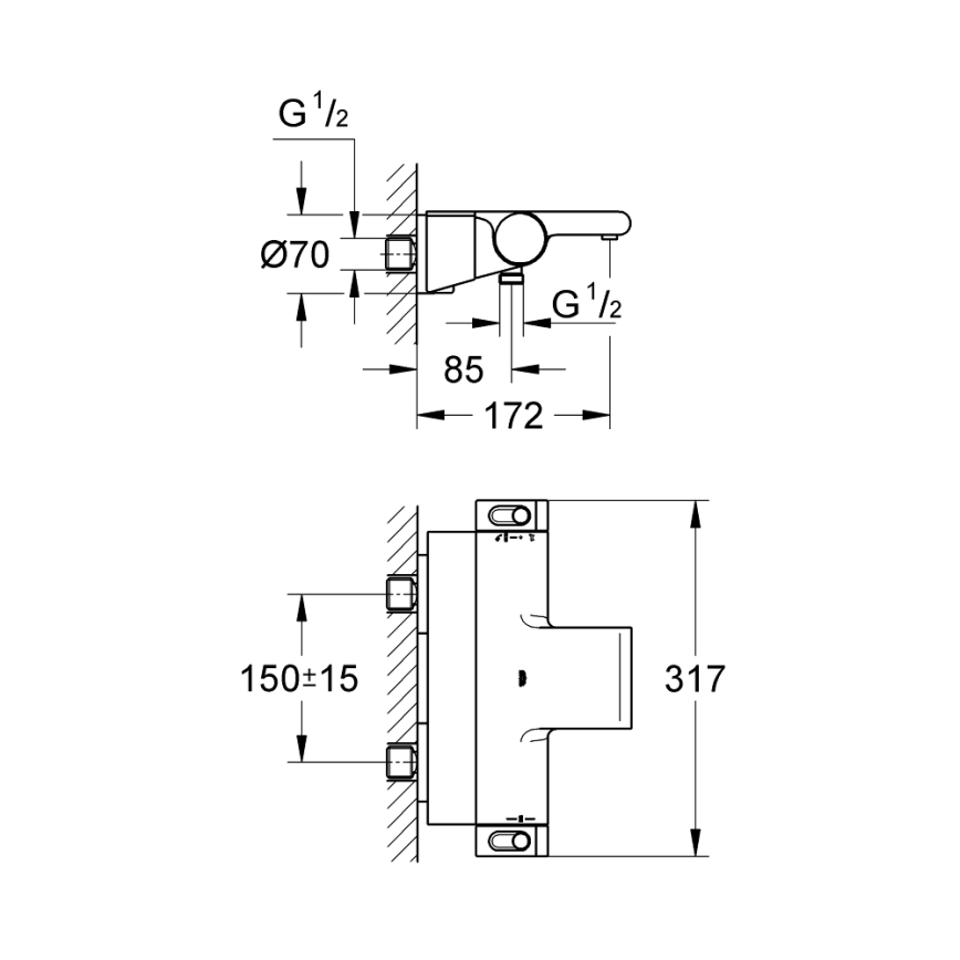 GROHE 34464001 - Thermostat-Wannenbatterie GROHTHERM 2000 DN 15 Hochglanz-Chrom