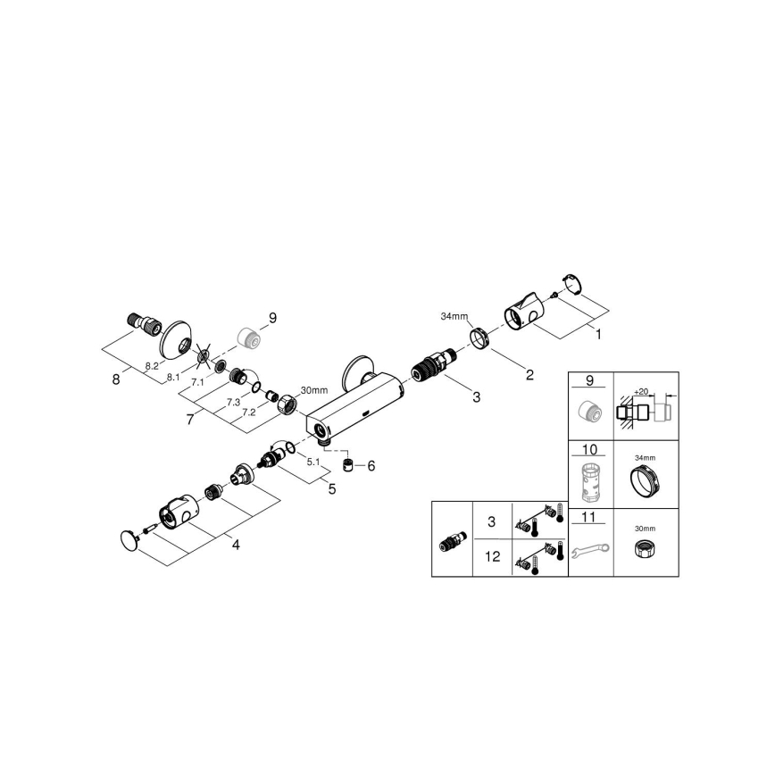 GROHE 34558000 - Thermostat-Duscharmatur GROHTHERM 800 DN 15 glänzender Chrom