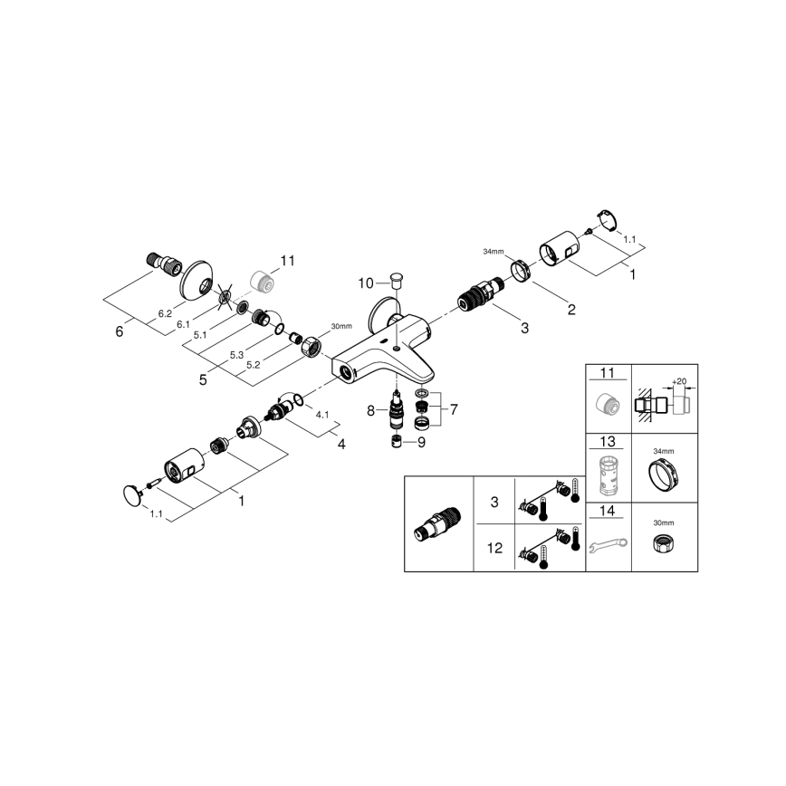 GROHE 345982430 - Thermostat-Badewannenarmatur PRECISION START 168 mm schwarz