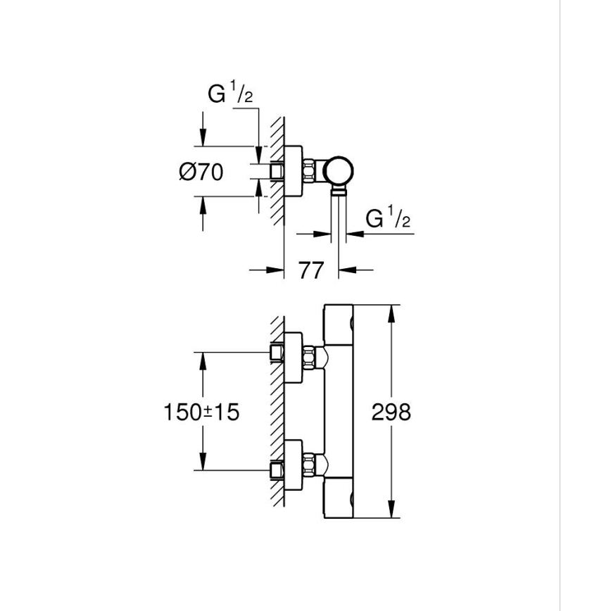 GROHE 34765000-Thermostat-Duscharmatur GROHTHERM COSMOPOLITAN DN 15 Chrom