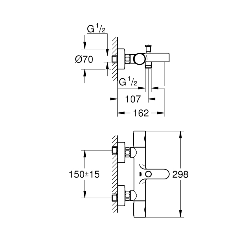 GROHE 34774000 - Thermostat-Wannenarmatur PRECISION GET DN 15 Hochglanz-Chrom