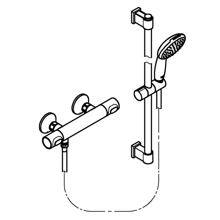 GROHE 34800001 - Duschgarnitur mit Thermostatarmatur PRECISION FLOW 600 mm Hochglanz-Chrom