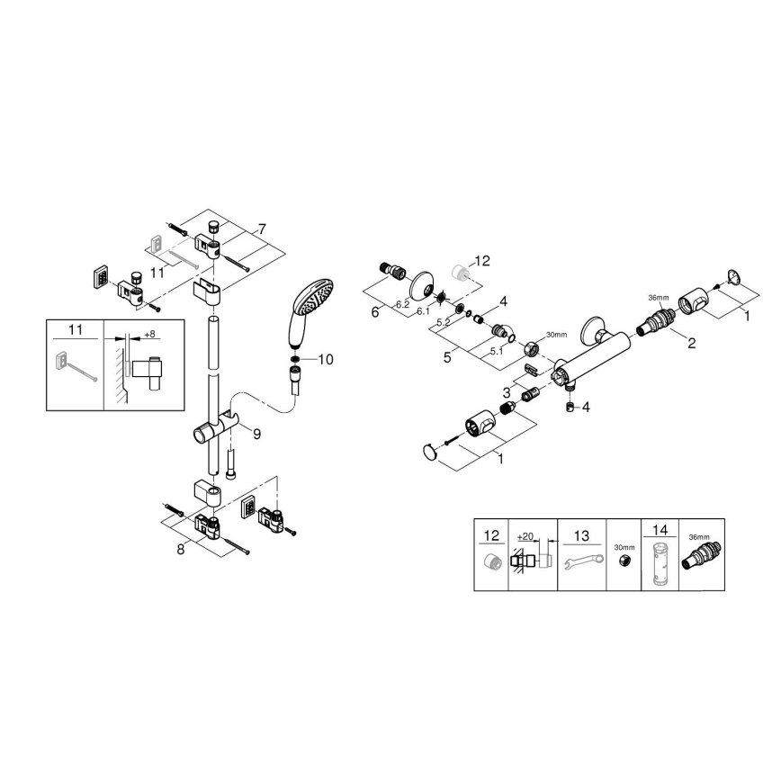 GROHE 34800001 - Thermostatische Duscharmatur PRECISION FLOW 600 mm Chrom