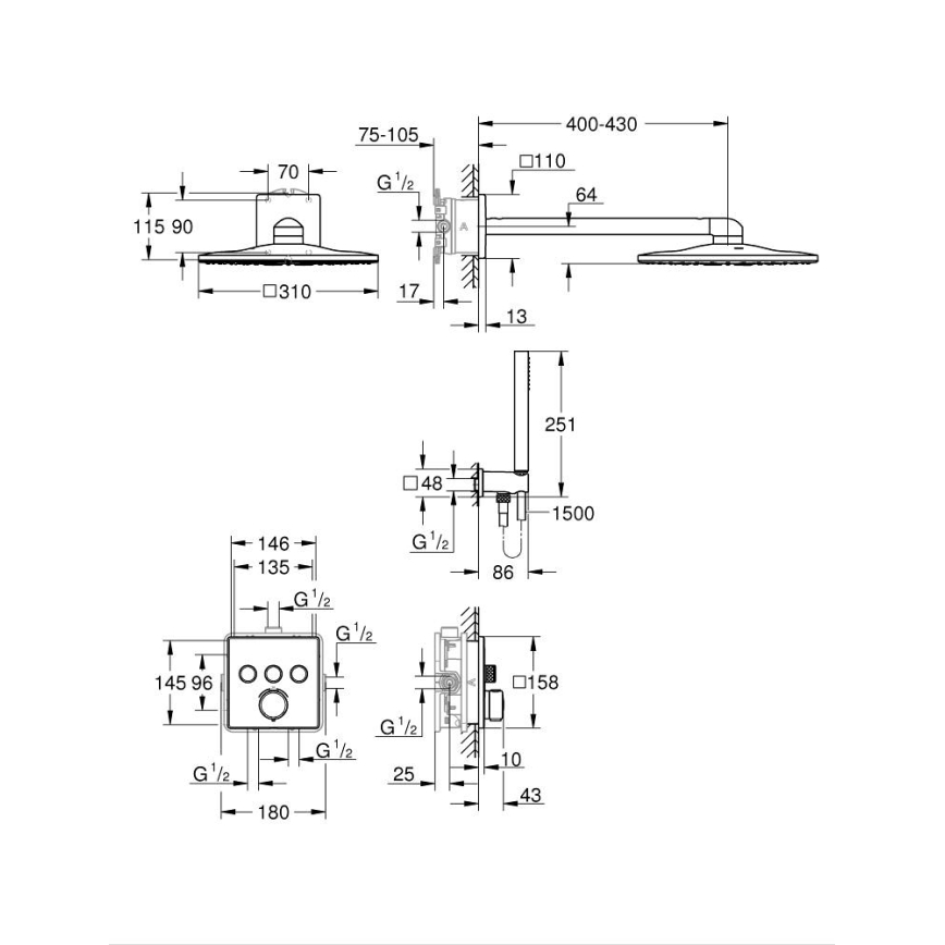 GROHE 34875000 - Duschsystem PRECISION SMARTCONTROL 310 mm, glänzender Chrom