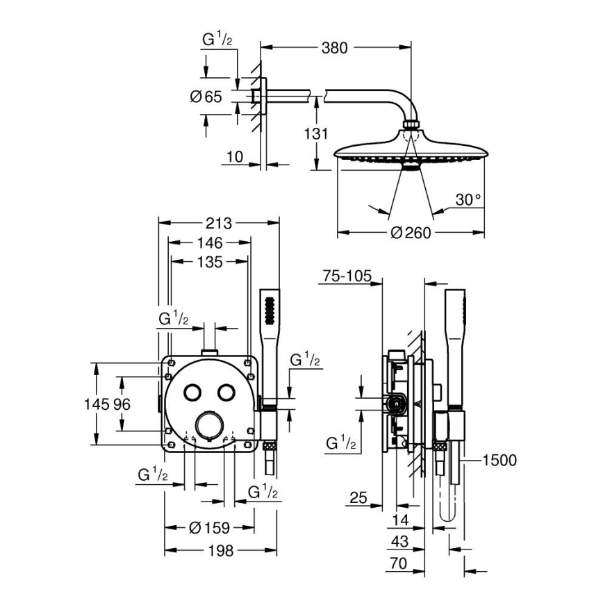 GROHE 34878000 - Duschsystem PRECISION SMARTCONTROL 260 mm, glänzender Chrom