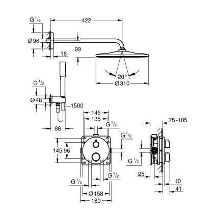 GROHE 34880000 - Duschset mit Unterputzarmatur GROHTHERM SMARTCONTROL glänzender Chrom