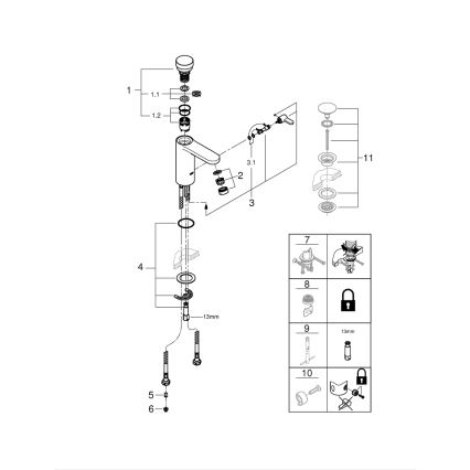 GROHE 36317000 - Selbstschließende Waschtischarmatur EUROSMART COSMOPOLITAN T Chrom