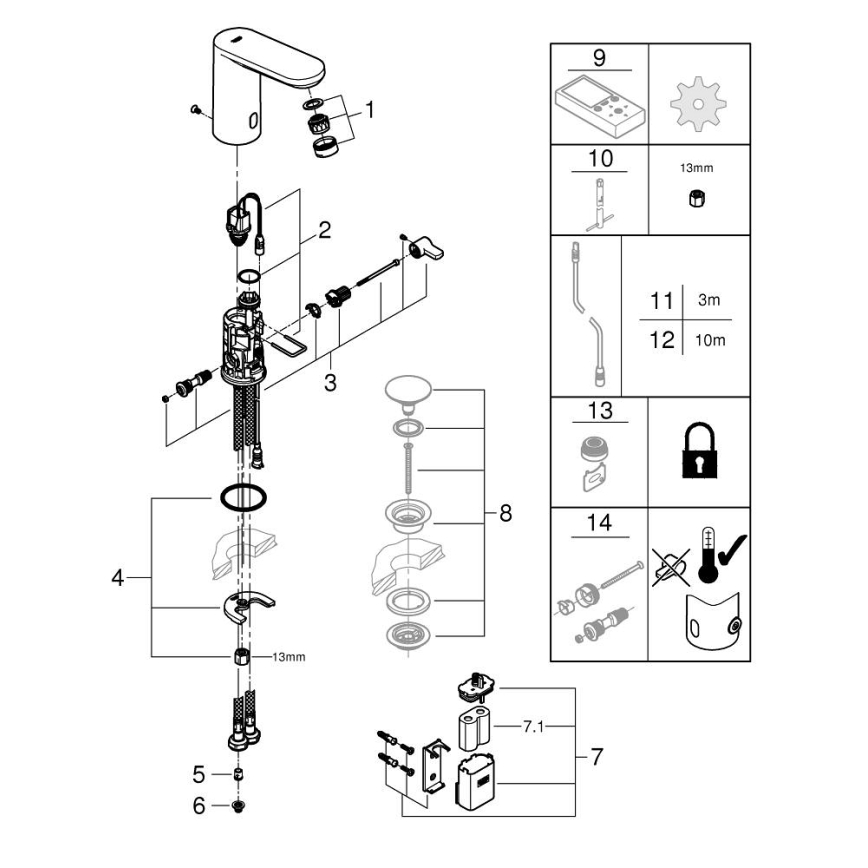GROHE 36366002 - Elektronische Waschtischarmatur GET E, glänzender Chrom