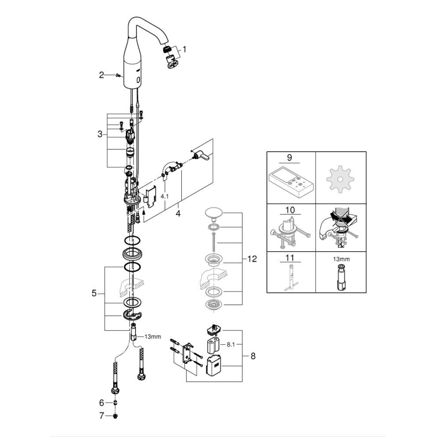 GROHE 36445000 - Elektronische Infrarot-Waschtischarmatur ESSENCE E, Hochglanz-Chrom