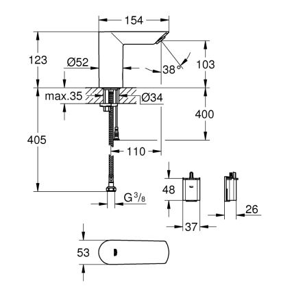 GROHE 36452000 - Infrarot-elektronische Waschtischarmatur BAU COSMOPOLITAN E Chrom