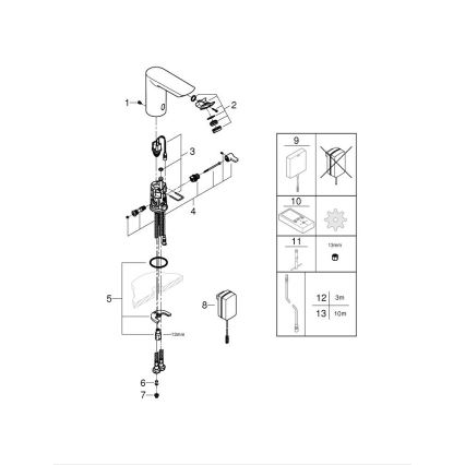 GROHE 36453000 - Infrarot-elektronische Waschtischarmatur BAU COSMOPOLITAN E 123 mm Chrom