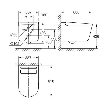 GROHE 36507SH0 - Dusch-WC SENSIA 600 × 387 × 403 mm Keramik/weiß
